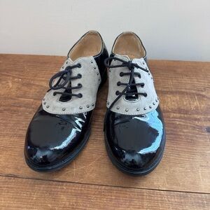 Unique Julia Bo Oxford patent Leather saddle Shoe